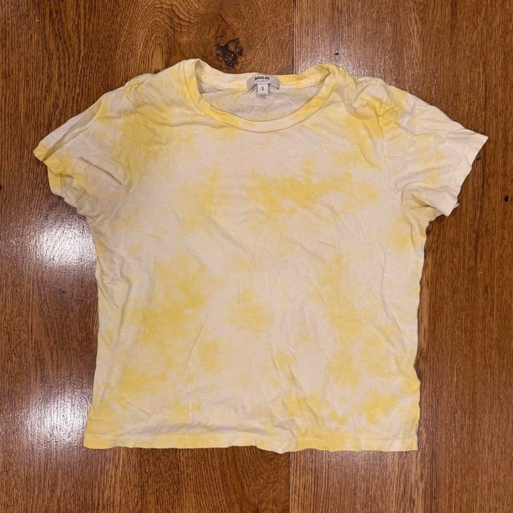 Agolde Yellow Tie Dye Baby Tee (Size S)